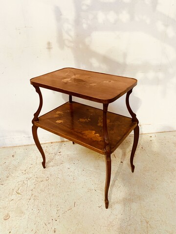 guéridon deux plateaux marqueterie art nouveau école de Nancy . XX siècle .