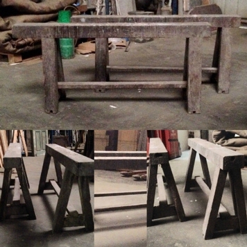 industrial trestles in solid oak 