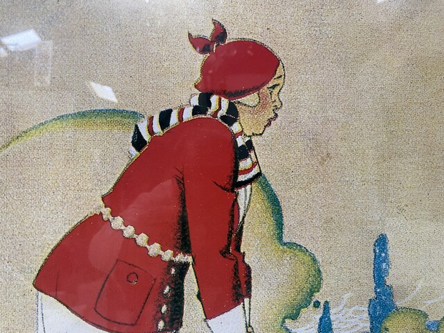 lithographie art déco thème la leçon de golf sous verre . XX siècle .
