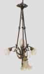 lustre style louis XV trois bras de lumières et tulipe flamme . XX siècle .