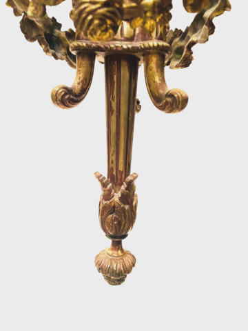 lustre style louis XV trois bras de lumières et tulipe flamme . XX siècle .
