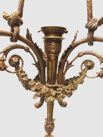 lustre style louis XV trois bras de lumières et tulipe flamme . XX siècle .