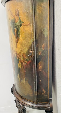 Meuble d'angle arrondie à décor d'une peinture religieuse base bois .XIX siècle.