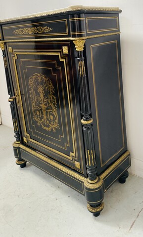 Meuble Hauteur d'Appui Napoléon III Bois Et Marqueterie De Laiton . XIX siècle.