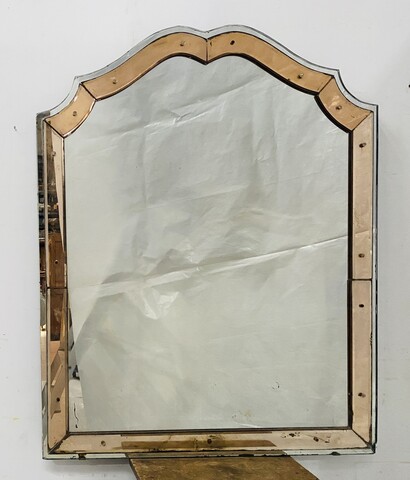 miroir à parclose circa1950 verre teinté décor de pointe en verre . XX siècle .