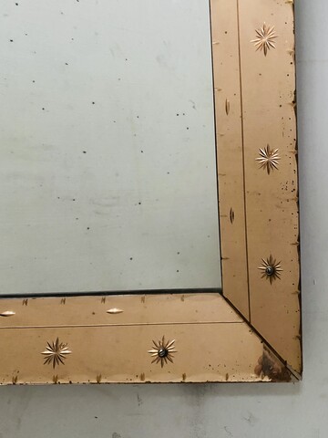 miroir à parclose circa1950 verre teinté décor de pointe en verre . XX siècle .