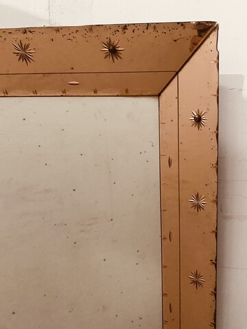 miroir à parclose circa1950 verre teinté décor de pointe en verre . XX siècle .