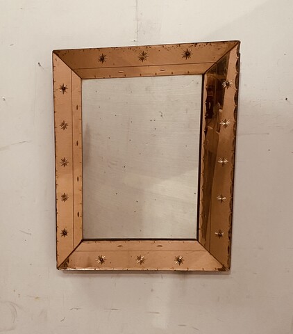 miroir à parclose circa1950 verre teinté décor de pointe en verre . XX siècle .