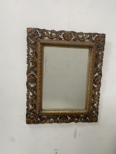 miroir circa 1950 à décor antique cadre bois doré . XX siècle .