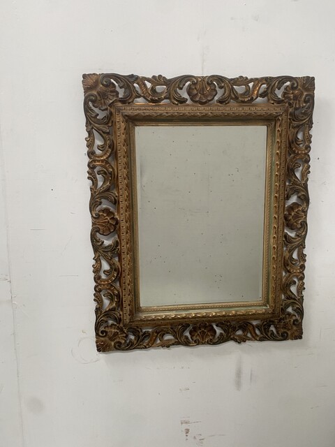 miroir circa 1950 à décor antique cadre bois doré . XX siècle .