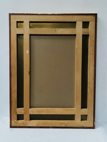 miroir circa1950 verre églomisé décor antique cadre stuc doré . XX siècle .