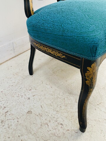 paire de chaises époque Napoléon III en bois noirci et nacre . XIX siècle .