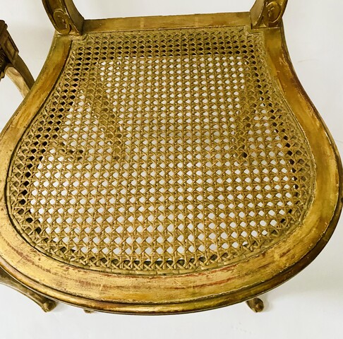 paire de chaises louis XVI en bois doré finement sculptée . XX siècle .