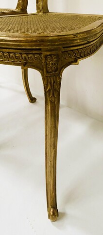 paire de chaises louis XVI en bois doré finement sculptée . XX siècle .