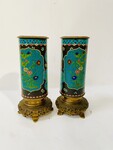 paire de lampes rouleaux en faïence et émaux cloisonnées . XIX siècle .