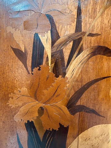 paire de panneaux en marqueterie art nouveau école de Nancy . XX siècle .