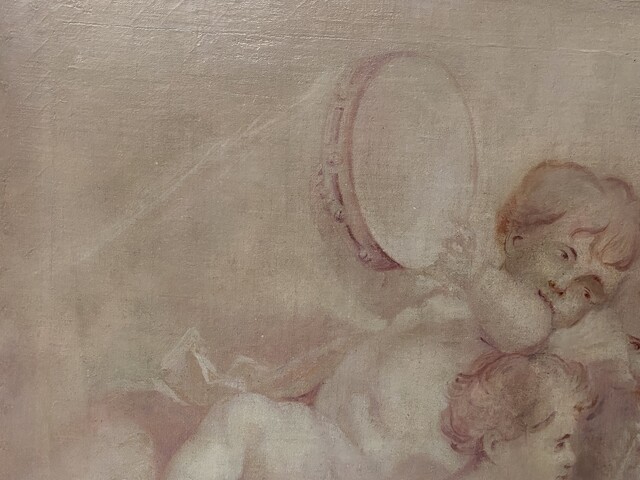 paire de peintures décorative à décor de putti . XIX siècle .