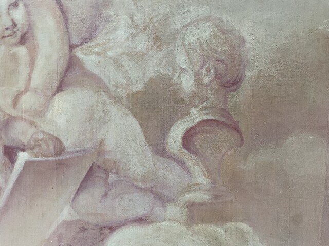 paire de peintures décorative à décor de putti . XIX siècle .