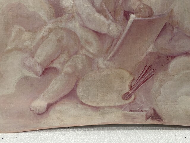 paire de peintures décorative à décor de putti . XIX siècle .