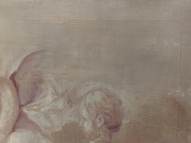 paire de peintures décorative à décor de putti . XIX siècle .