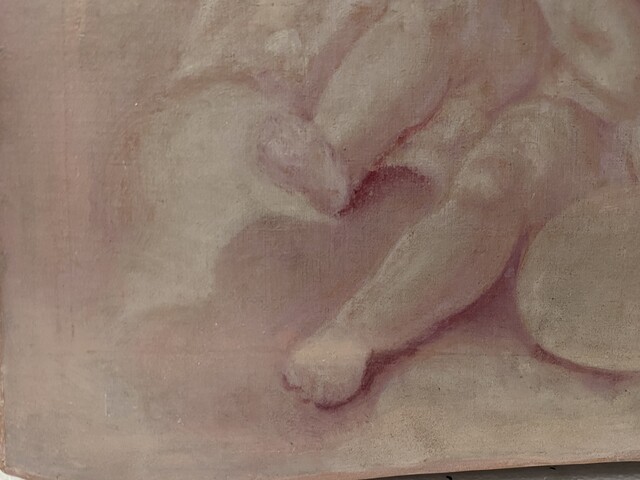 paire de peintures décorative à décor de putti . XIX siècle .