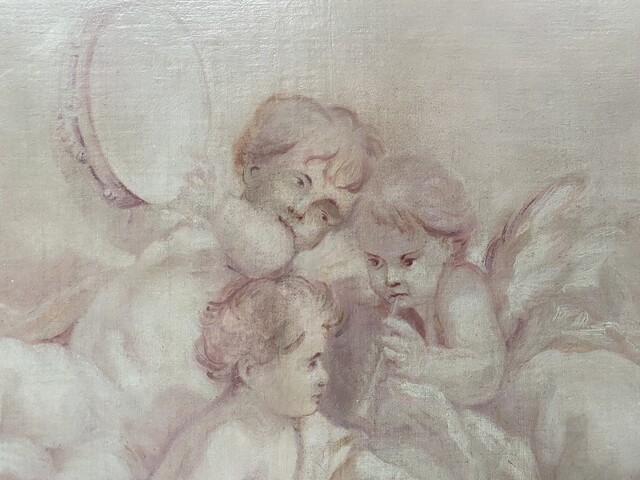 paire de peintures décorative à décor de putti . XIX siècle .
