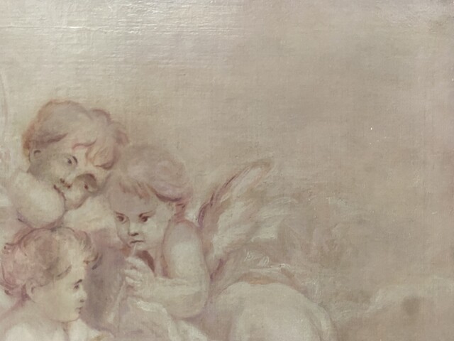 paire de peintures décorative à décor de putti . XIX siècle .