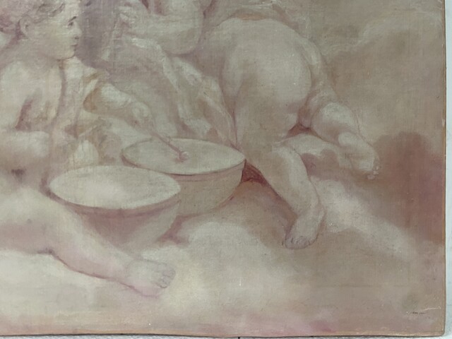 paire de peintures décorative à décor de putti . XIX siècle .