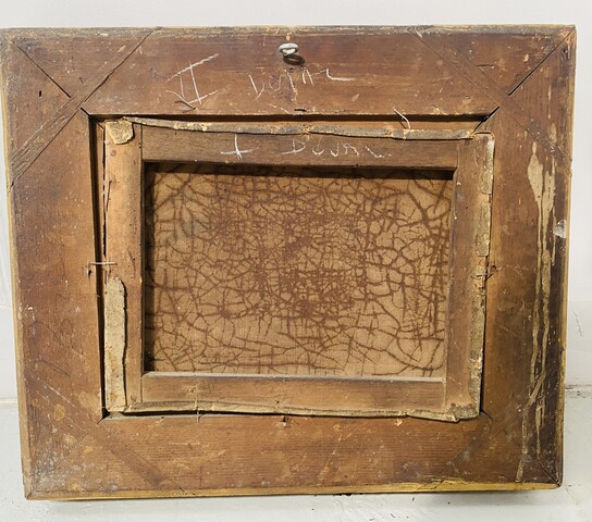 paire de peintures vue d'un canal et un intérieur de ville . XIX siècle .