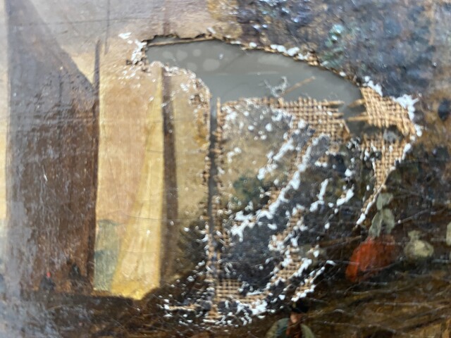 paire de peintures vue d'un canal et un intérieur de ville . XIX siècle .