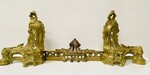 parure de cheminée style Louis XV en bronze ciselé trace de dorure . XX siècle .