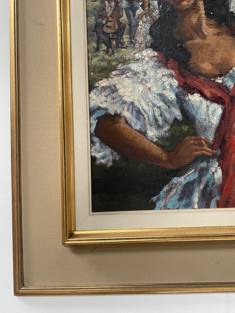 peinture à l'huile sur toile thème la danseuse de flamenco . XX siècle .