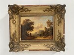 peinture école hollandaise daté 1831 vue d'un paysage animé . XIX siècle.