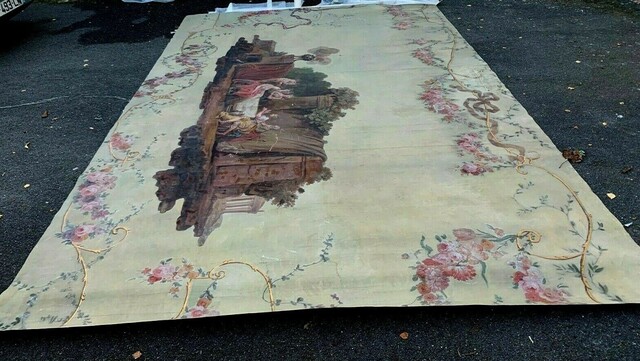 Peinture sur toile d'scène a l'Antique Panneau décoratif XIX siècle