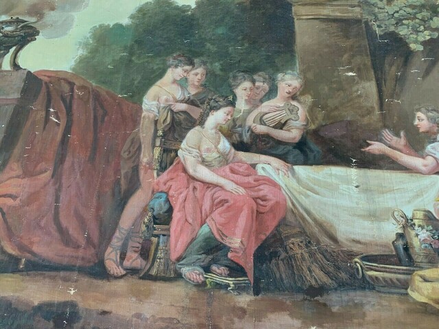 Peinture sur toile d'scène a l'Antique Panneau décoratif XIX siècle