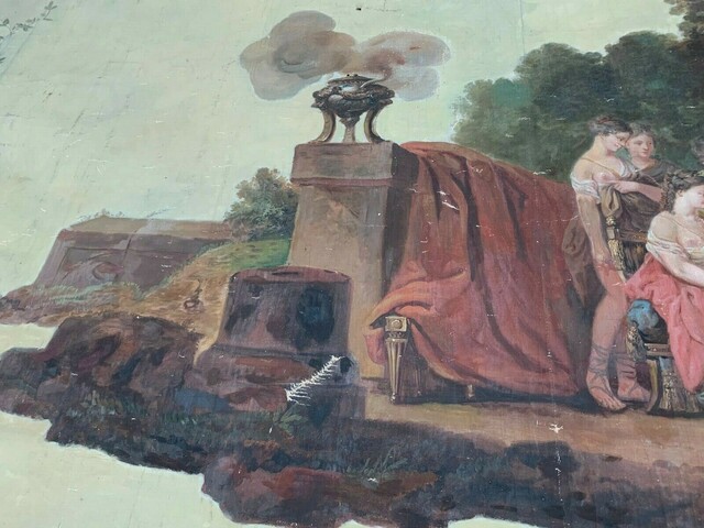 Peinture sur toile d'scène a l'Antique Panneau décoratif XIX siècle