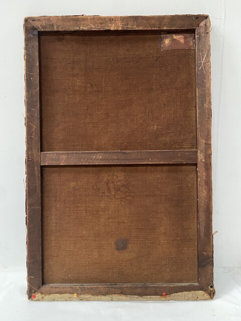 peinture sur toile représentant départ de paquebot . XX siècle .