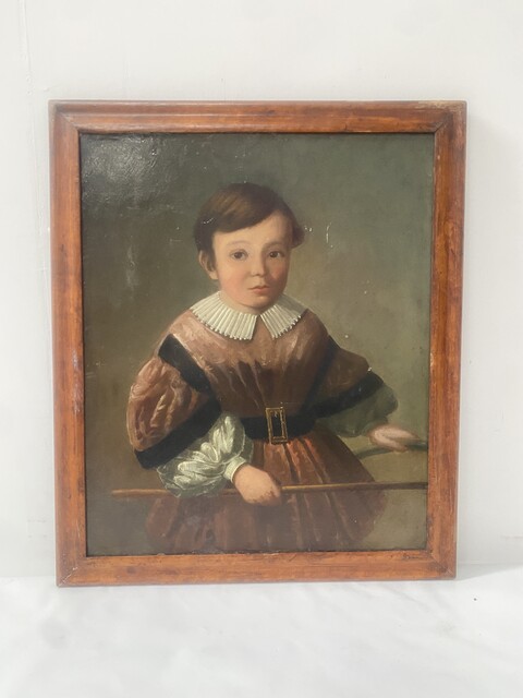 peinture sur toile représentant un jeune aristocrate . XIX siècle .