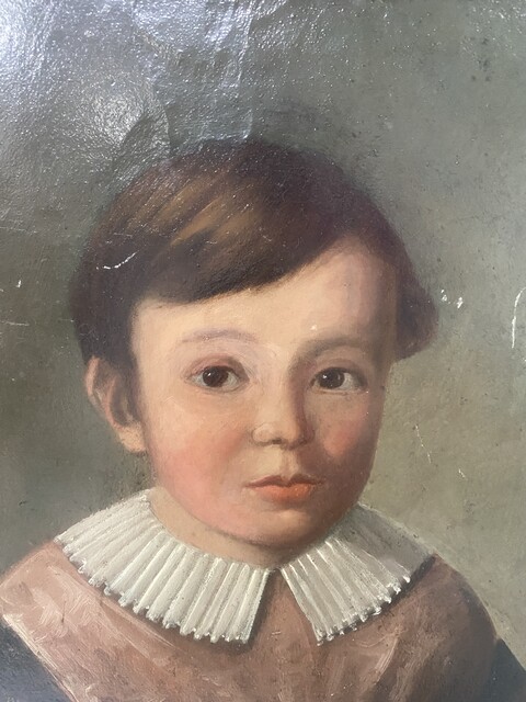 peinture sur toile représentant un jeune aristocrate . XIX siècle .