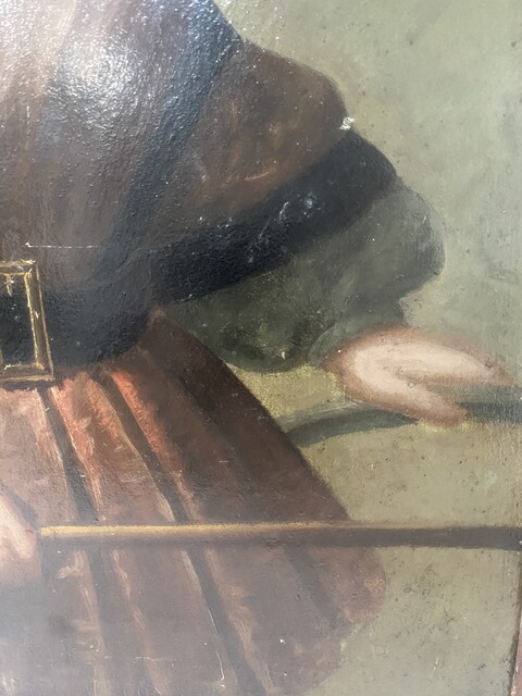 peinture sur toile représentant un jeune aristocrate . XIX siècle .
