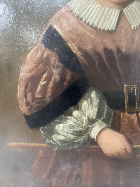 peinture sur toile représentant un jeune aristocrate . XIX siècle .