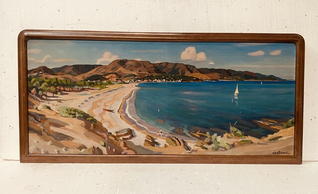 peinture sur toile vue de la baie d'Aguay signé de Astruc . XX siècle .