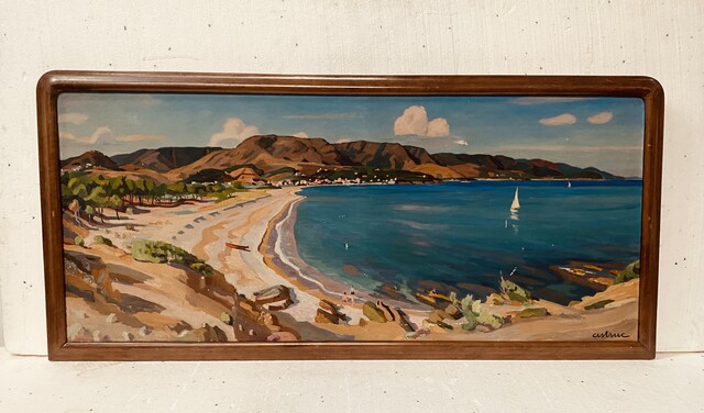 peinture sur toile vue de la baie d'Aguay signé de Astruc . XX siècle .