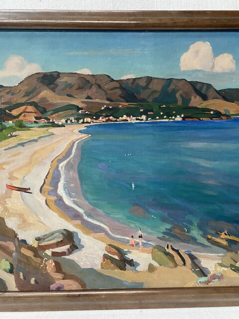 peinture sur toile vue de la baie d'Aguay signé de Astruc . XX siècle .