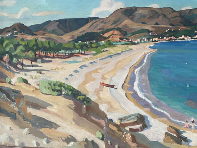 peinture sur toile vue de la baie d'Aguay signé de Astruc . XX siècle .