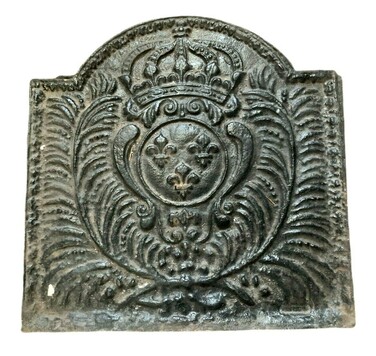 Plaque de cheminée en fonte de fer Fleurs de lys couronnées XIX siècle