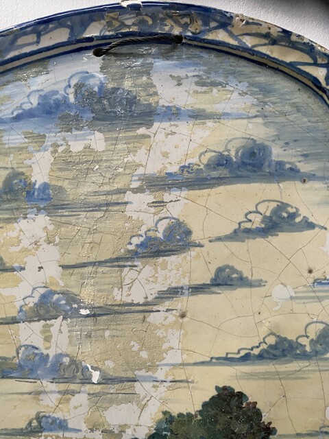 plaque en faïence de Delft . XVIII décor en camaïeu bleu . XVIII siècle .
