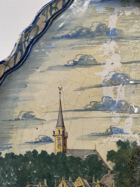 plaque en faïence de Delft . XVIII décor en camaïeu bleu . XVIII siècle .