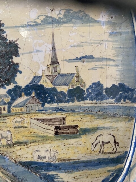 plaque en faïence de Delft . XVIII décor en camaïeu bleu . XVIII siècle .
