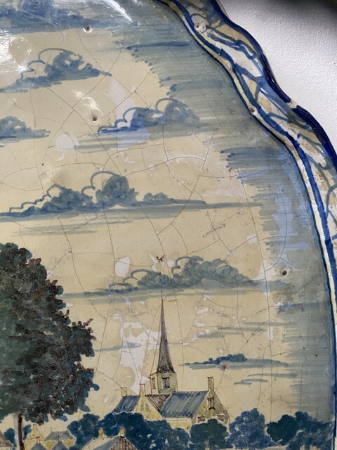 plaque en faïence de Delft . XVIII décor en camaïeu bleu . XVIII siècle .